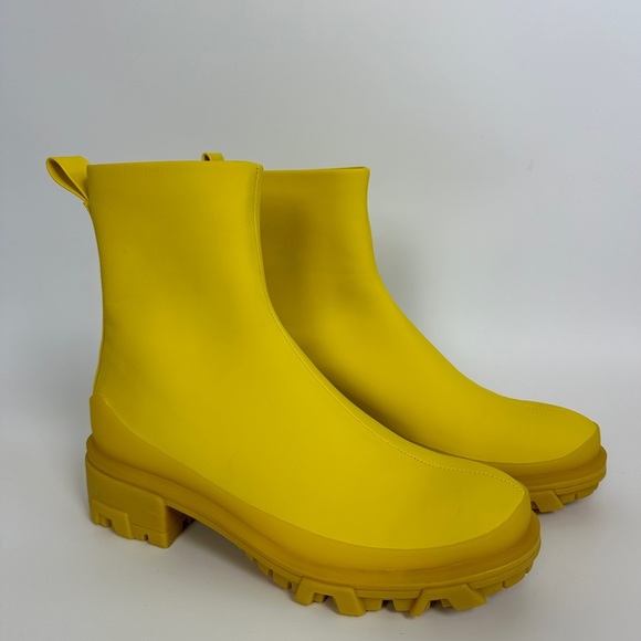 NWOT Rag & Bone Shiloh rubber-trimmed rain boot yellow ankle boots combat - Picture 5 of 15